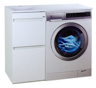 Напольная тумба под раковину Misty Фостер под стиральную машину 40см с двумя ящиками белый